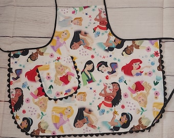 Princess Apron - little girl princess apron - kids apron - 3 to 6 apron