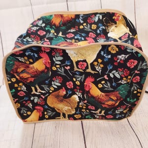 2 slice toaster cover -  Rooster and chicken - chicken toaster cover - rooster toaster cover