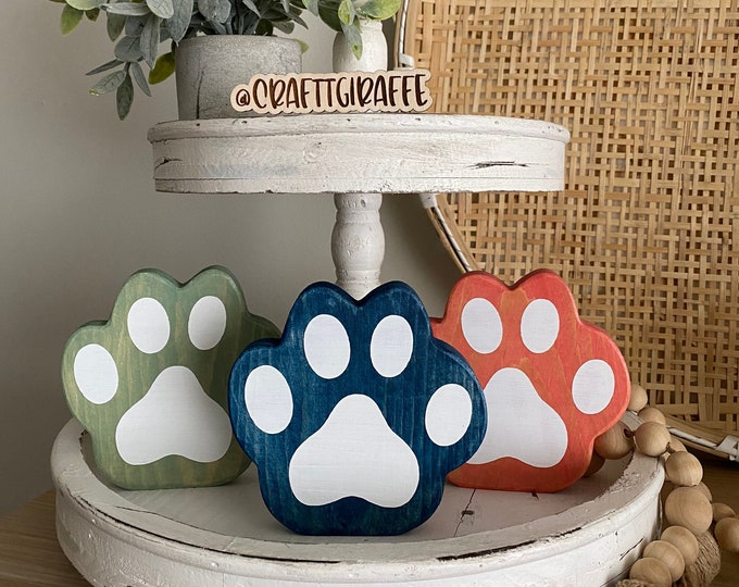 Dog Paw Cut Out // Wooden Sign // Farmhouse // Wood Cut Out Etsy