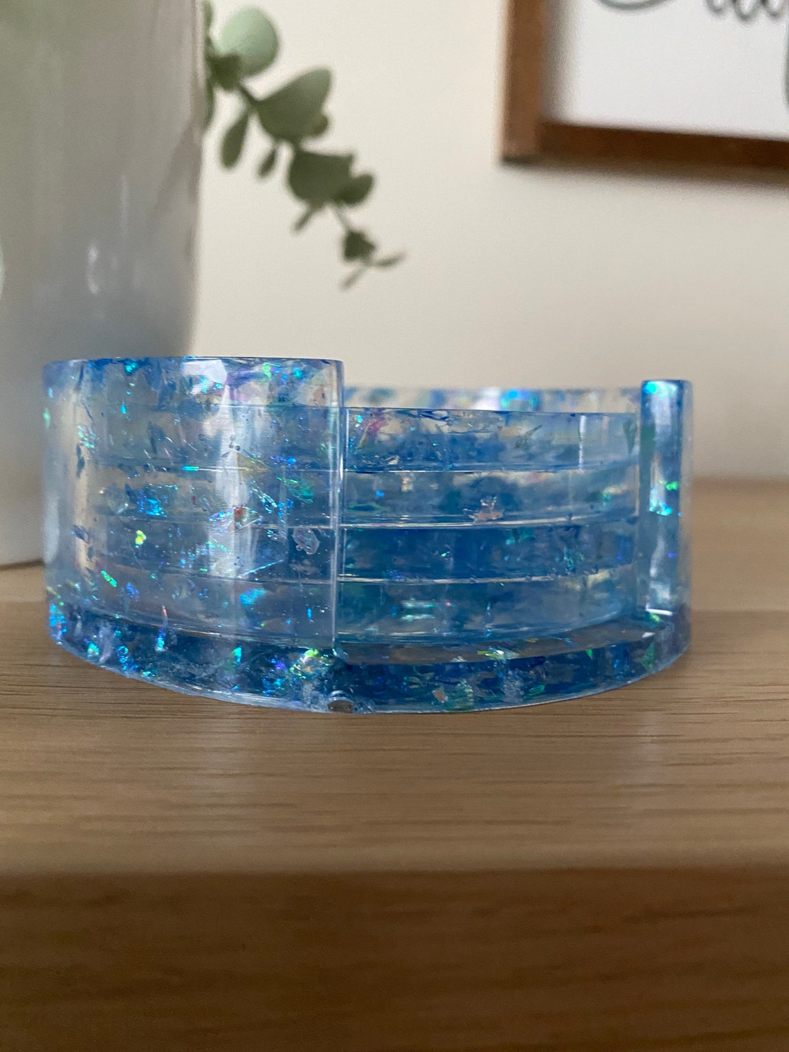 Set of Resin Coasters With Holder // Resin Coaster // Drink Etsy