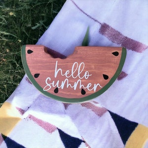 Hello Summer // Wooden Watermelon // Watermelon Slice // Free Standing // Tiered Tray Decor  // Summer Decor // Wood Cut Out