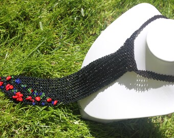 Office Style Necklace for Women, beaded tie, Office Fashion Necklace, Lady Boss Gift, Black Tie Necklace, Seed Bead Tie, women tie unique