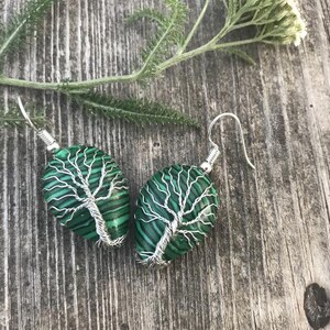 Malachite earrings, crystal earrings, gemstone green stone earrings, simple earrings, dangle square earrings, Mothers Day gift for her mom image 4