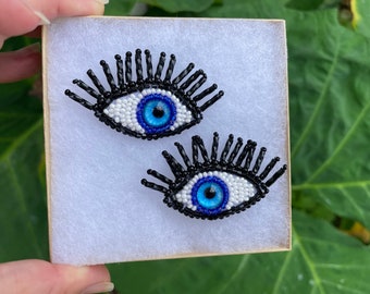 Halloween costume accessories, Evil eye earrings, Halloween earrings, halloween jewelry handmade, Blue green large evil eye earrings clip-on