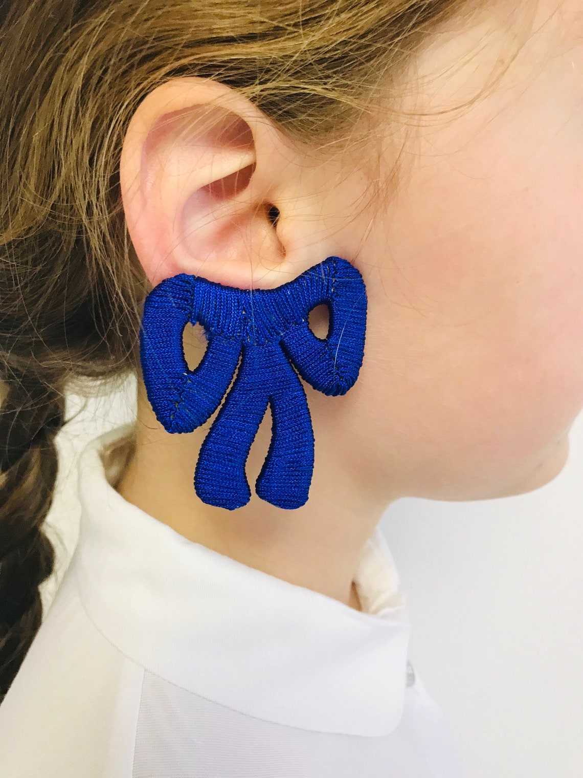 Silk Wrapped Bow Earrings Chunky Fashion Trendy Bow Earring Etsy