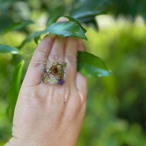 Bague fantaisie véritable forêt de champignons, bijoux personnalisés avec pierre de naissance, cadeaux d'anniversaire, bague réglable image 6