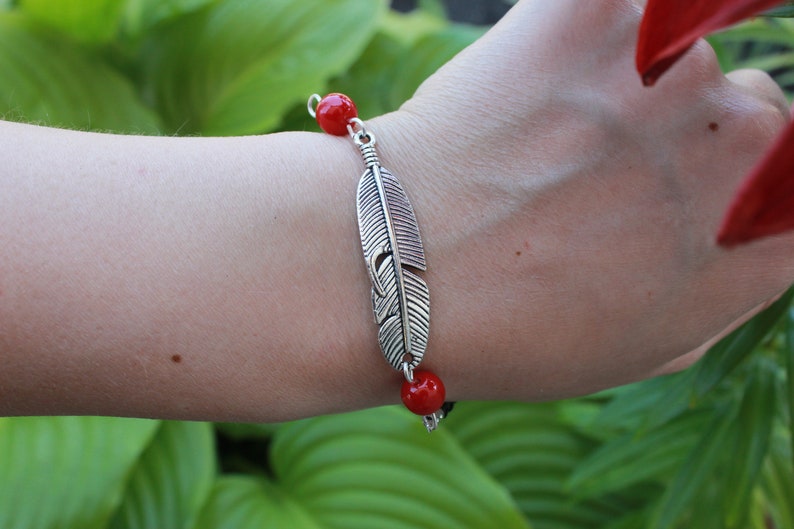 Personalized birthstone feather bracelet Silver Malachite bracelet for her for men friendship bracelet, matching couple bracelets minimalist image 9