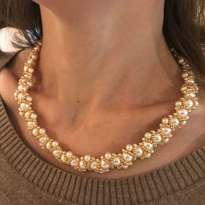 Swarovski pearl necklace, wedding jewelry Wedding necklace, Crystal layered necklace, Statement Necklace bridal, christmas gifts for her mom