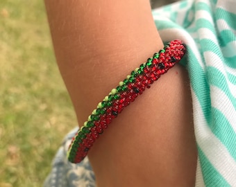 Watermelon bracelet summer jewelry present for friend, watermelon gift cute accessory for daughter teen girl gifts birthday bangle for niece