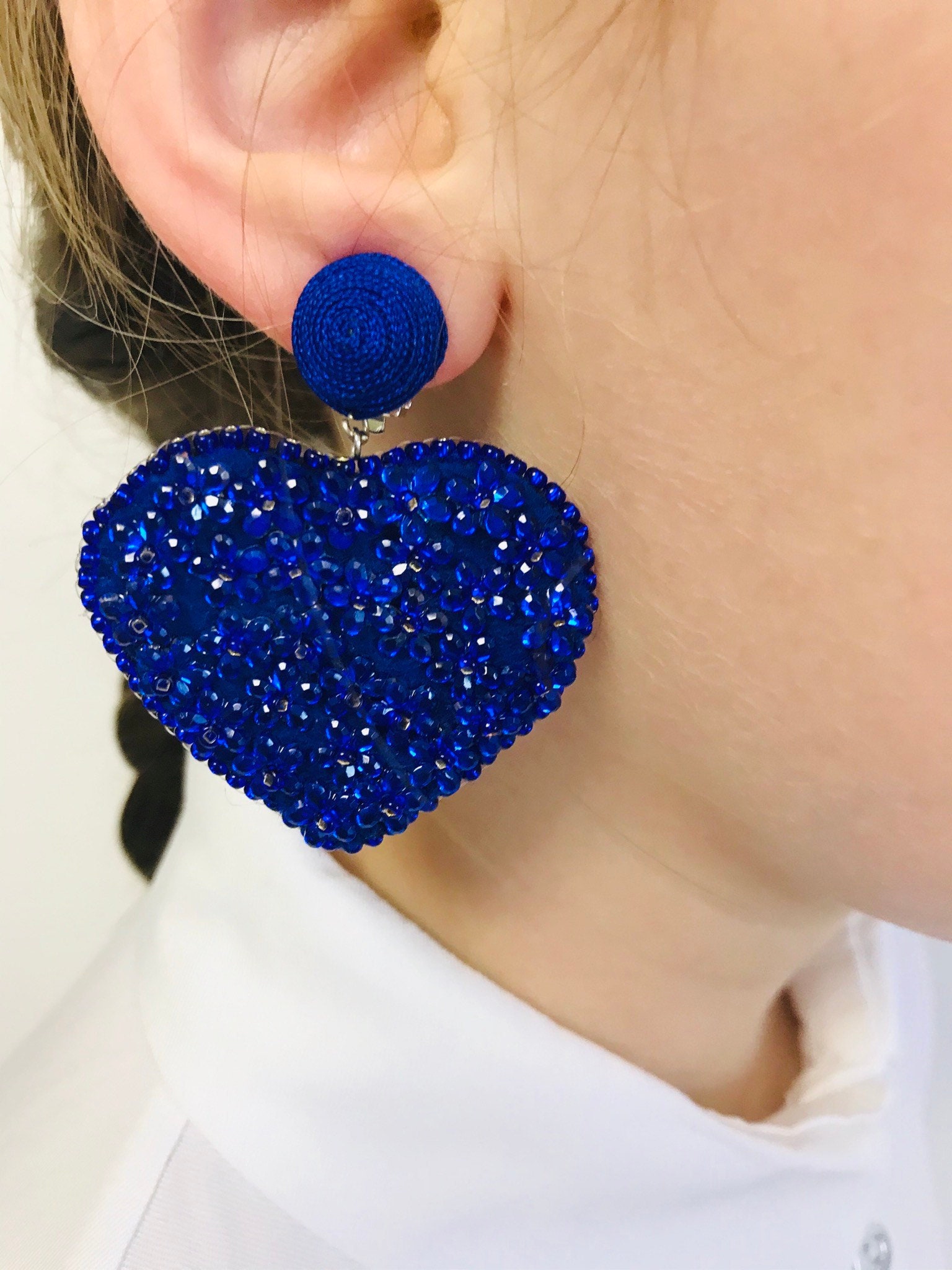 Gioielli di moda orecchini di san valentino cuore Shell finitura epossidica plac