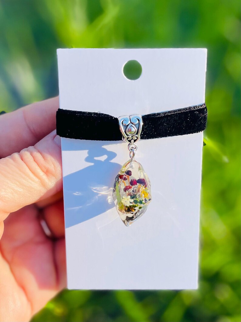 Personalized Crystal Real Mushroom Pendant Necklace Unisex: Custom Mushroom Number Family Jewelry Keepsake image 10