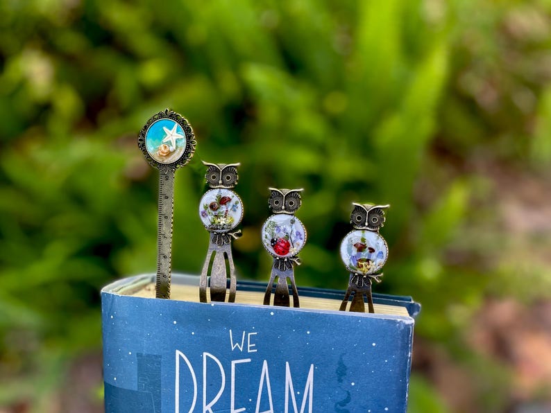 Personalized Owl Bookmark: Mushroom Family, Fantasy Accessories image 2