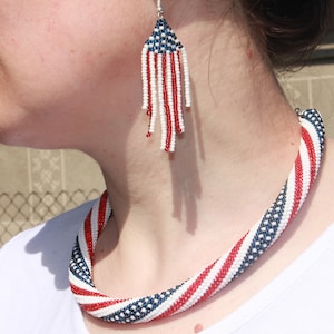 4th July jewelry birthday gifts for grandma mom, american flag necklace, patriotic jewelry, labor Day sale, patriotic beaded choker for wife image 8