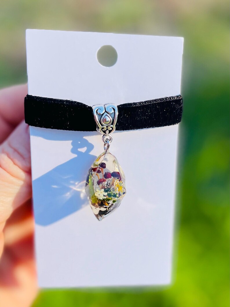 Personalized Crystal Real Mushroom Pendant Necklace Unisex: Custom Mushroom Number Family Jewelry Keepsake image 11