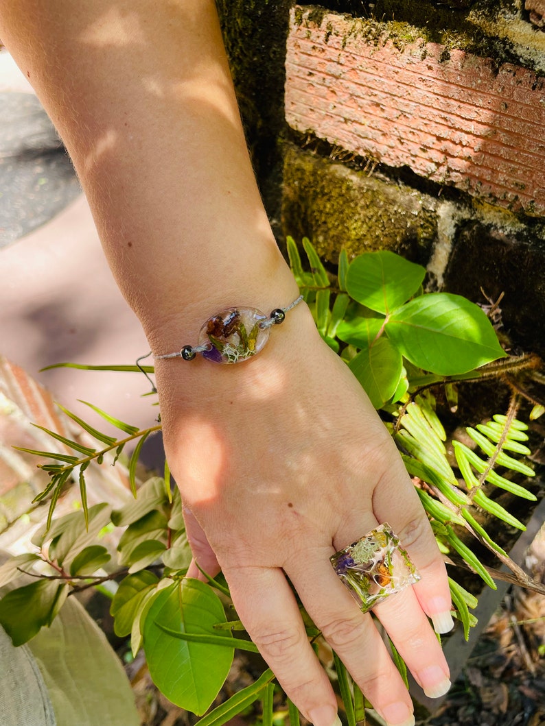 Bague fantaisie véritable forêt de champignons, bijoux personnalisés avec pierre de naissance, cadeaux d'anniversaire, bague réglable image 9