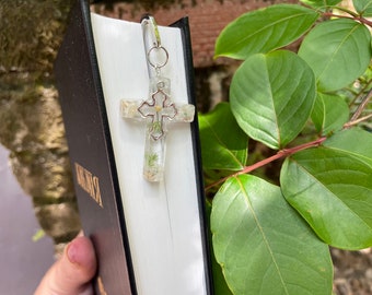 Birthstone Personalized Handmade Cross Bible Bookmark with Baby's Breath Flowers & Mustard Seed: Faith Inspired