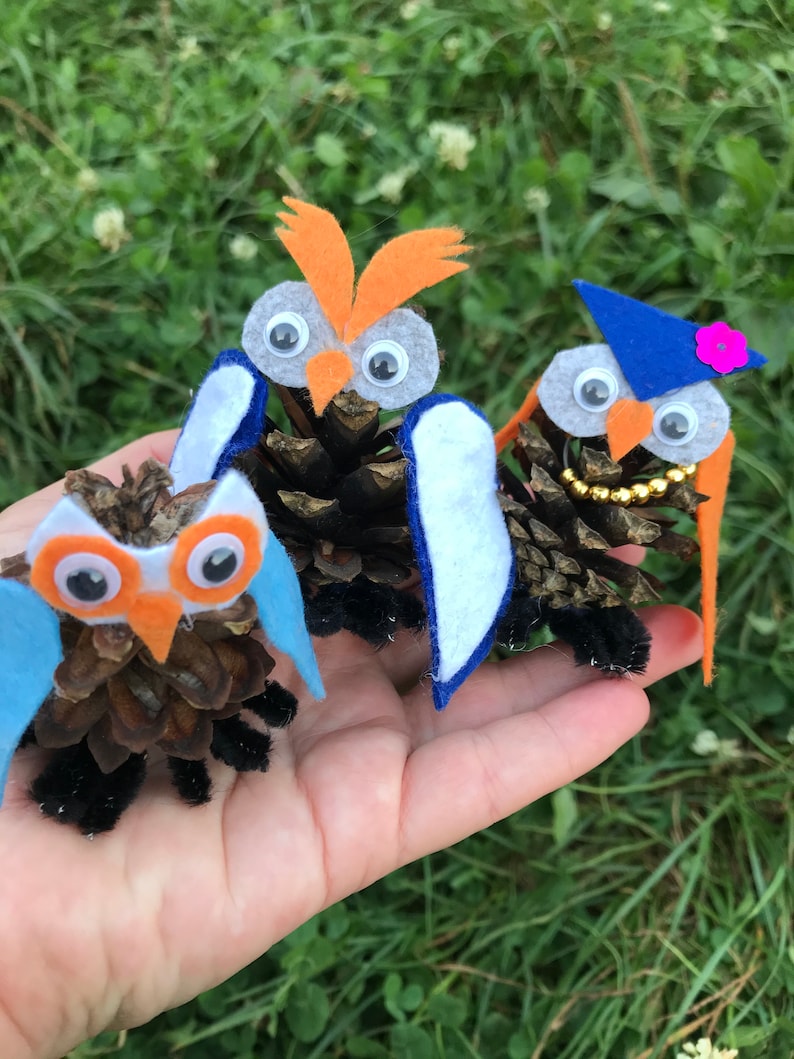 Craft kits. Felt pine cone owl family craft kits for kids Etsy
