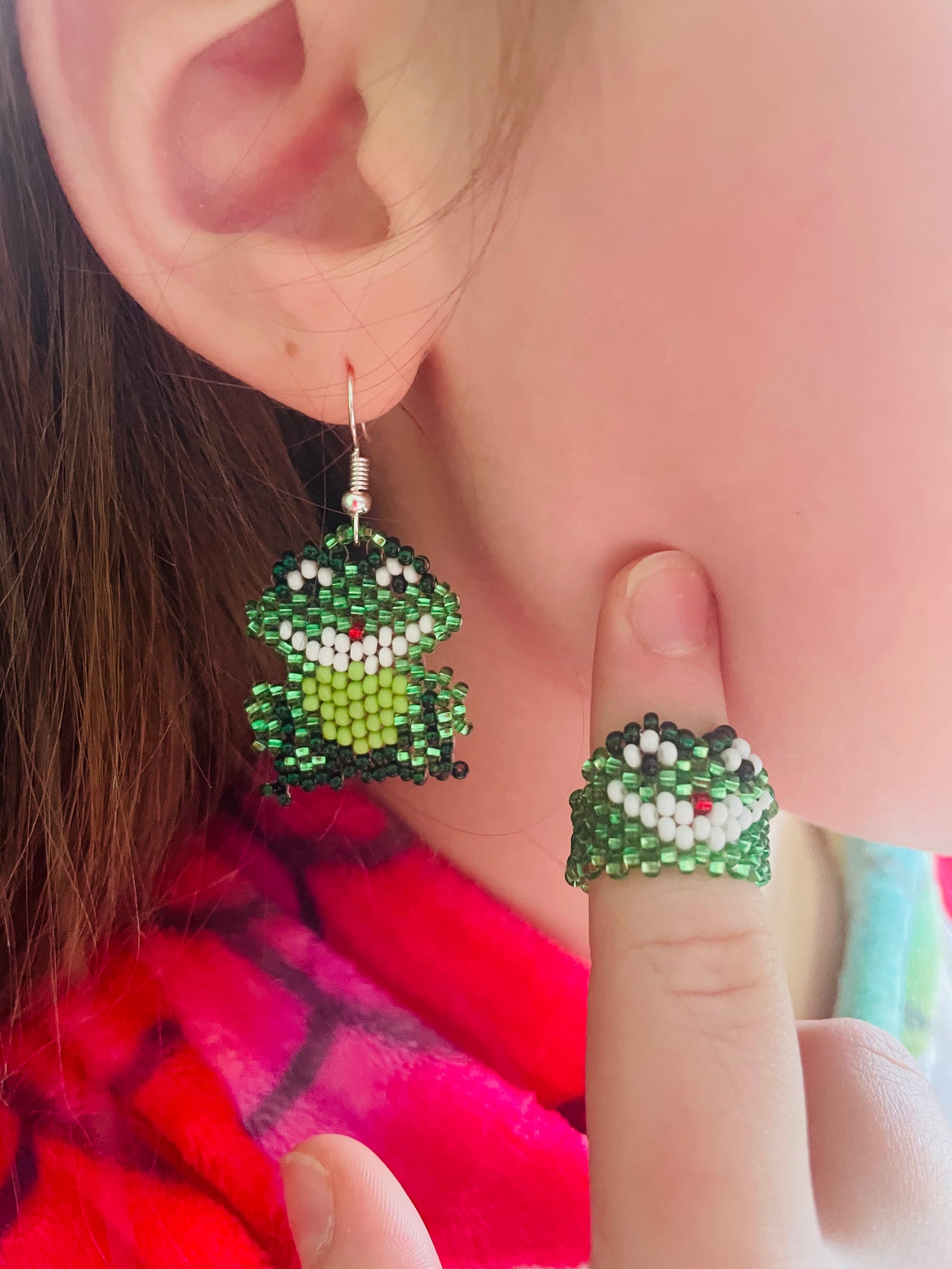 Cute Frog Ring Beaded Ring Chunky Ring Indie Ring Etsy