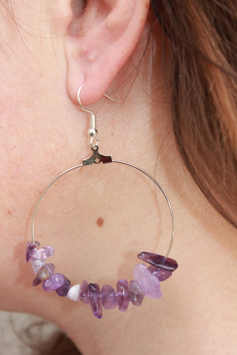 Tabby Hoop Earrings Amethyst main image 1