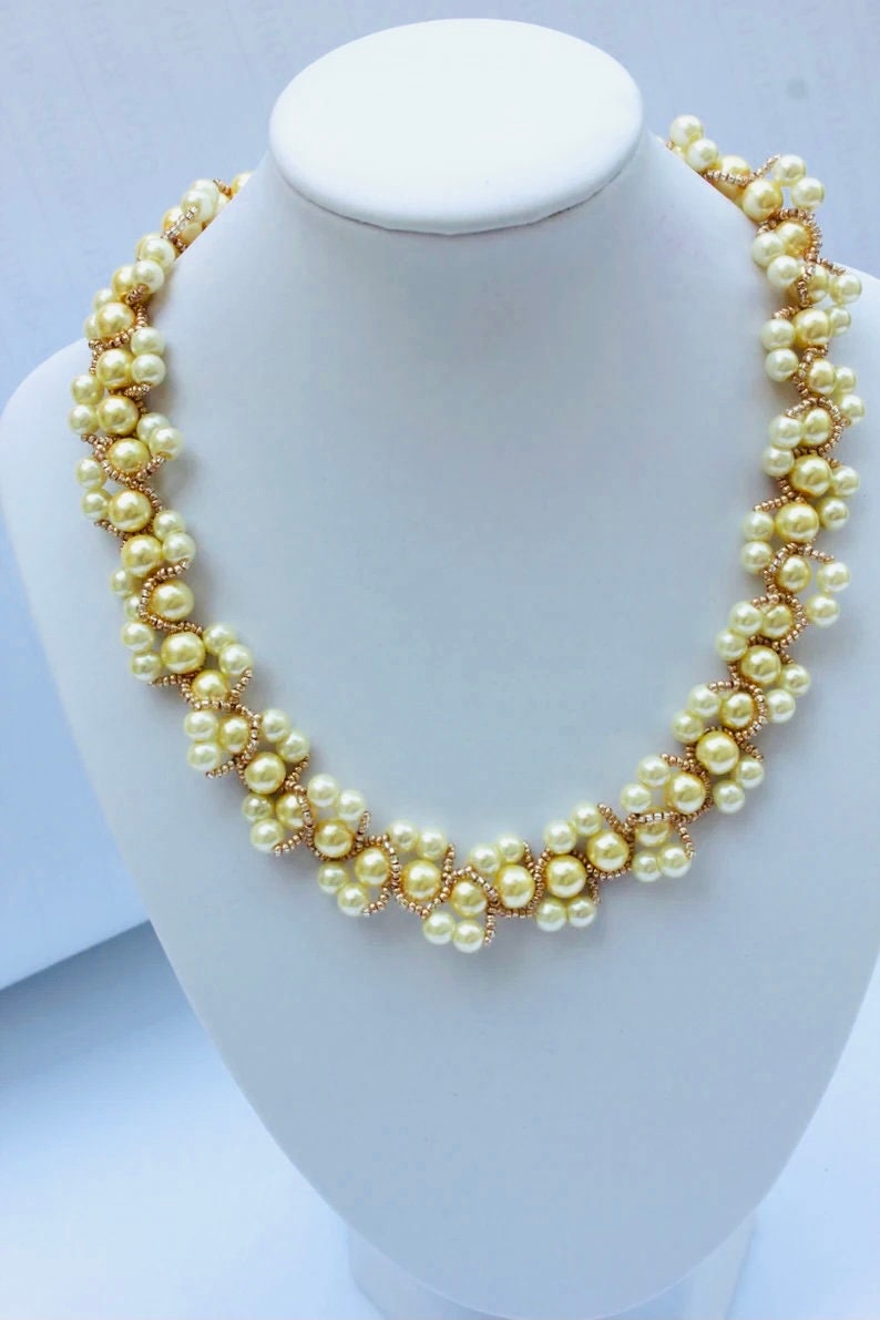 Swarovski Pearl Wedding Necklace for Bride Pearl Collar - Etsy