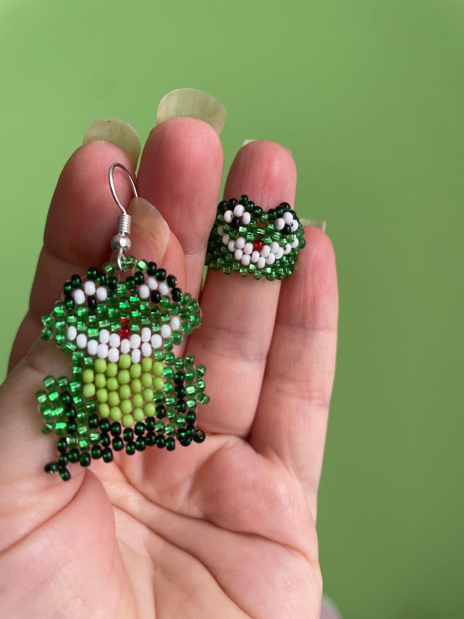 Cute frog ring beaded ring Chunky ring Indie ring Etsy