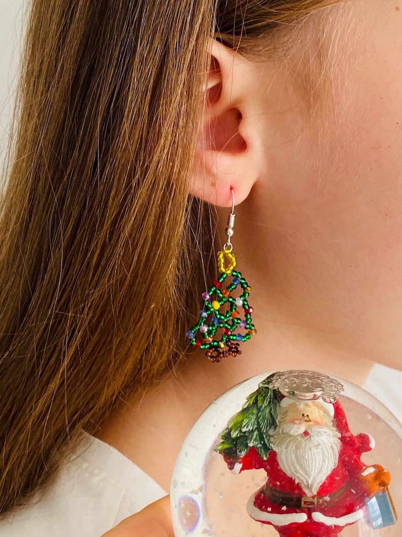 Christmas Earrings Dangle Christmas Tree Earrings Set Etsy Christmas Tree Earrings