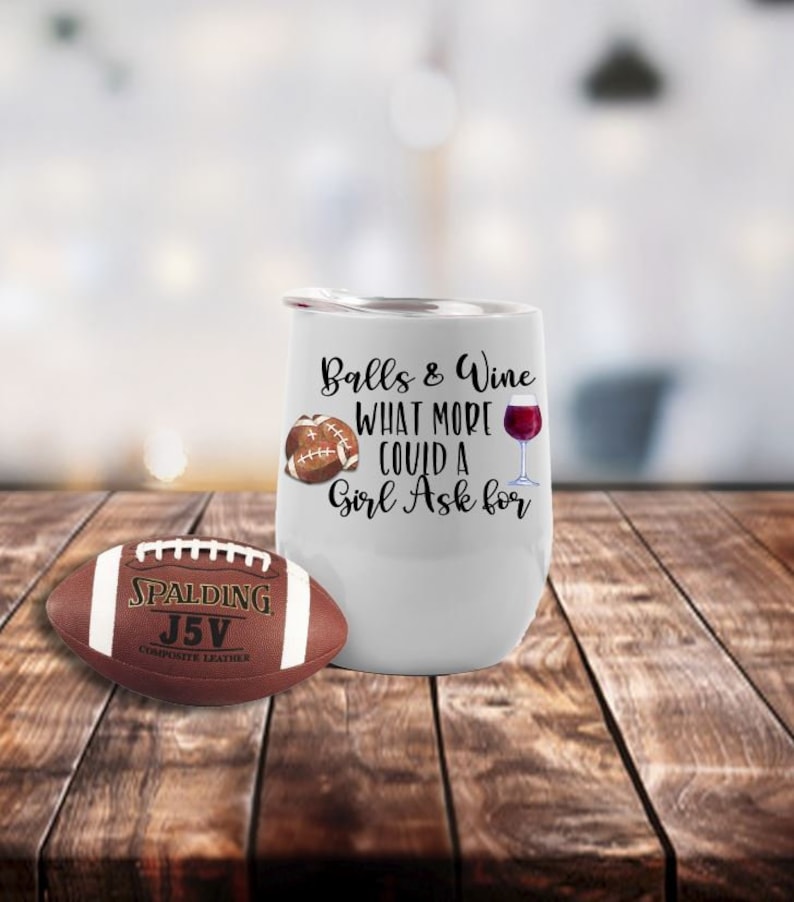 Balls & Wine Football Stemless Wine Tumbler Design Etsy
