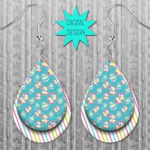 Easter 3d design Teardrop earrings Digital File