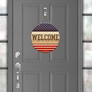 Patriotic 3 Piece Round Door hanger sign