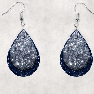 Dallas Faux Glitter Teardrop Layered earrings Digital File