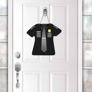 Black Police Uniform door hanger sign