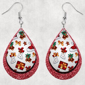 Teardrop Christmas faux Glitter Look Earring