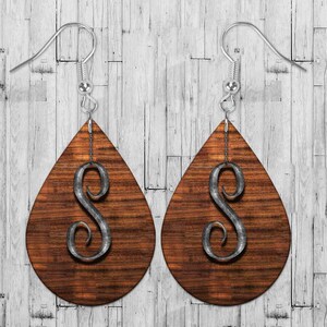 S Faux Metal Charm Teardrop earrings Digital File