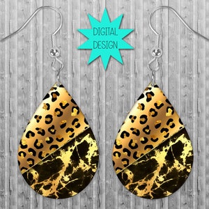 Leopard  Marble Teardrop Earring Digital File