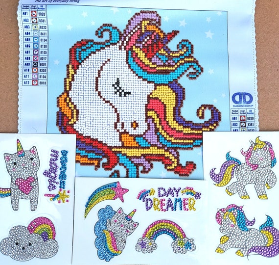 Finished Unicorn Diamond Art Painting With Diamond Art Stickers 