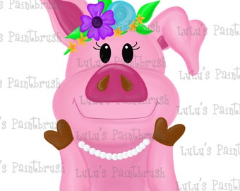 Floral Pig PNG | Hand Drawn | Sublimation File