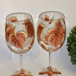 Painted Wine Glasses With Fall Leaves, Wine Goblet, Fall Decor, Gift ...