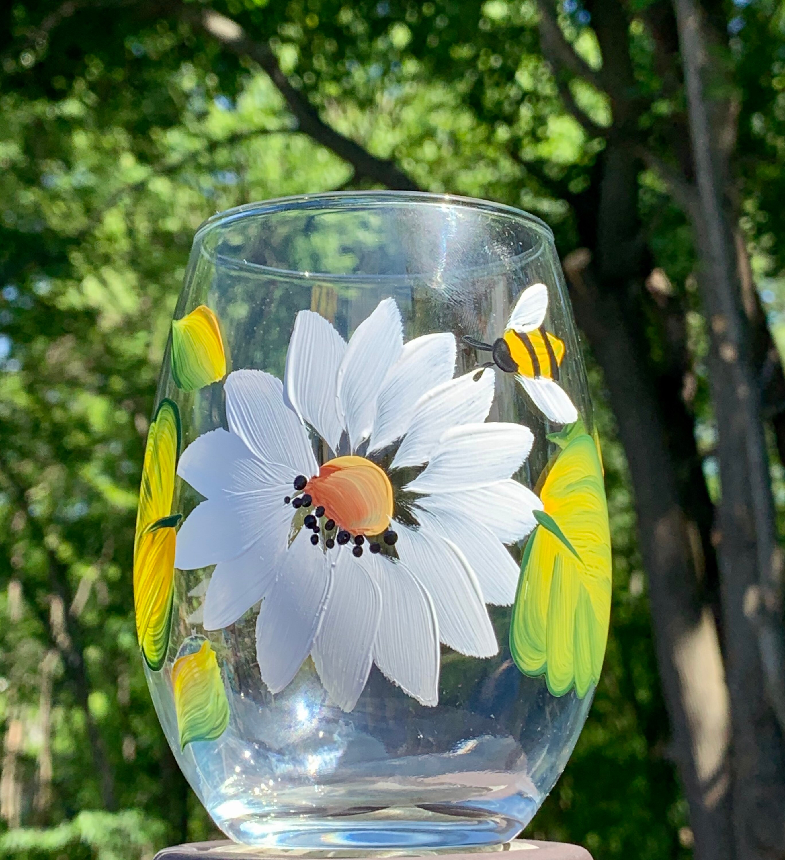Hand Painted Wine Glasses Spring Flowers, Pretty Floral Wine Glass,  Bridesmaid Wine Glass, Wine Glass Wedding Favor, Mothers Day Wine Glass 