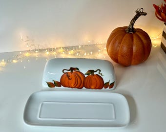 Beurrier En Céramique Forme Citrouille Avec Couvercle - 18x10 Cm - Cadeau Automne, Halloween, Thanksgiving - 6