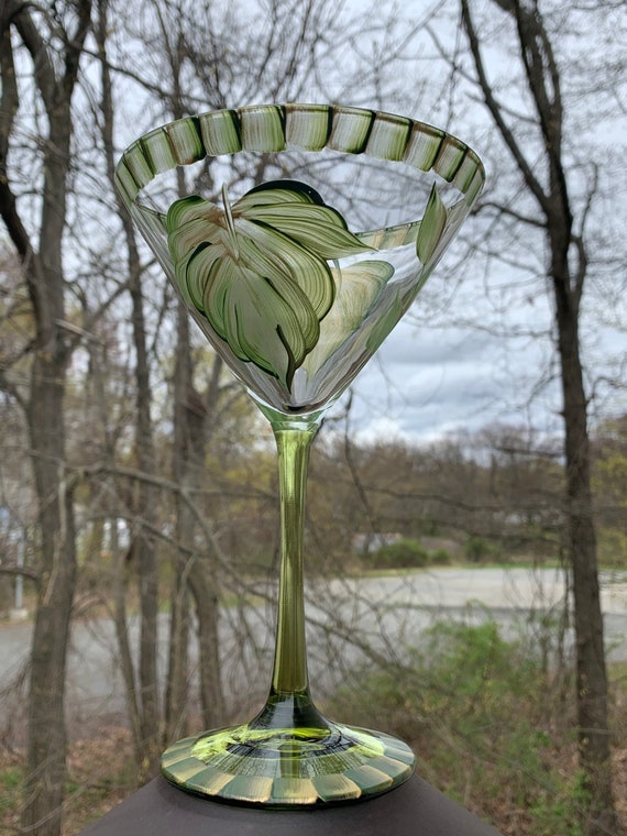 blue Painted Martini Glass Candle Holder for Tea Light Candles