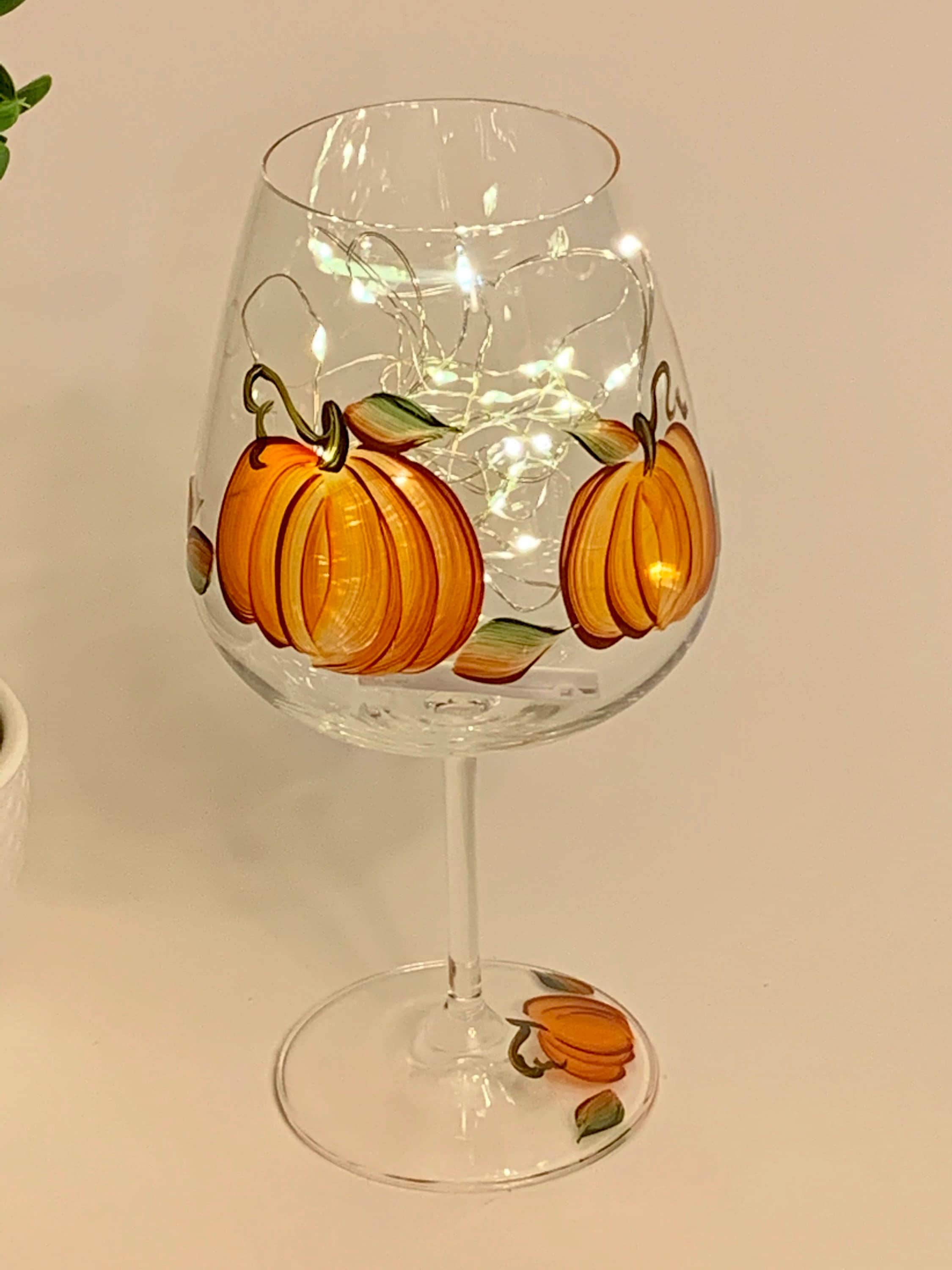 Thanksgiving Pumpkin Painted Wine Glasses