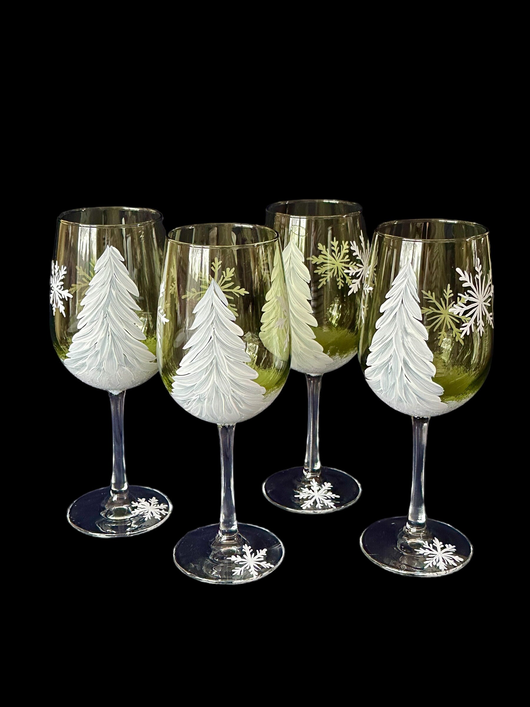 Painted Wine Glass Winter Christmas Trees, Wine Goblet, One Christmas Wine  Glass, Winter Gifts for Women, Unique Wine Glasses, Gifts for Her 