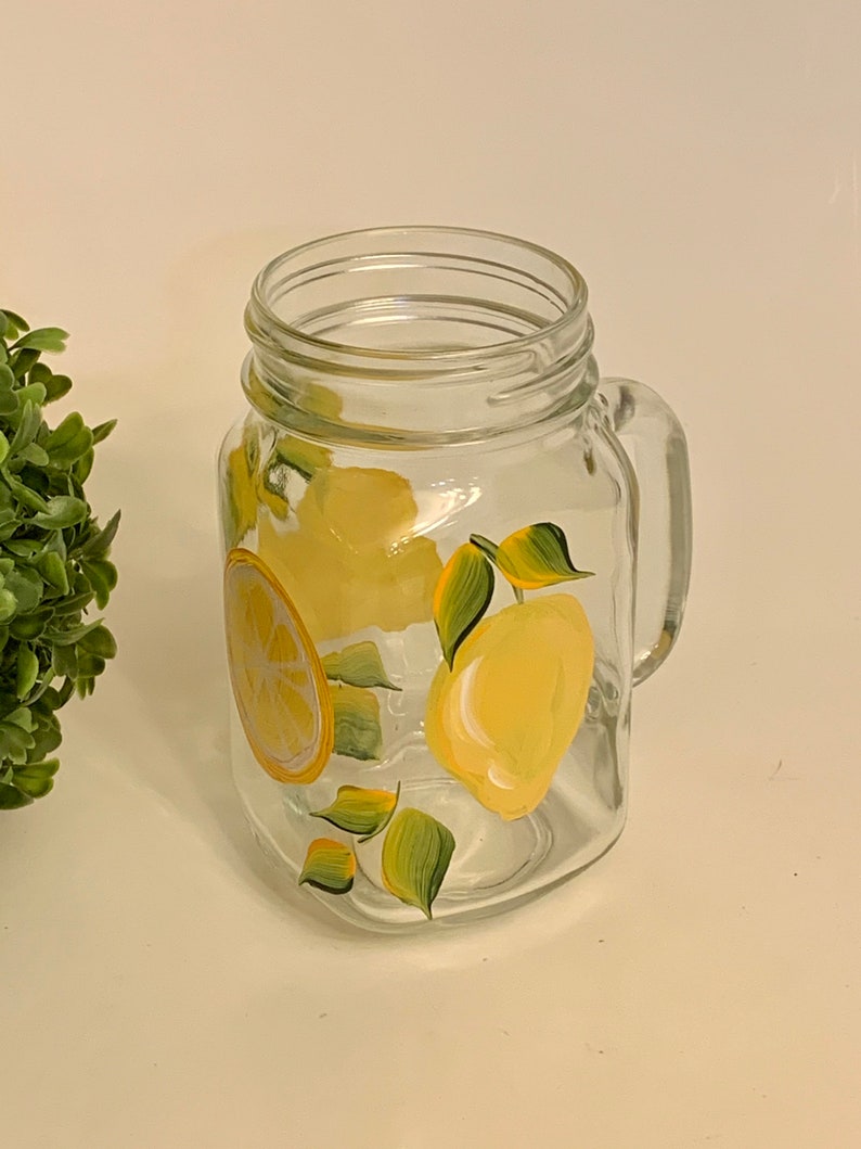 Handpainted Jar With Lemons Lemonade Jar Sangria Jar Drinks Etsy