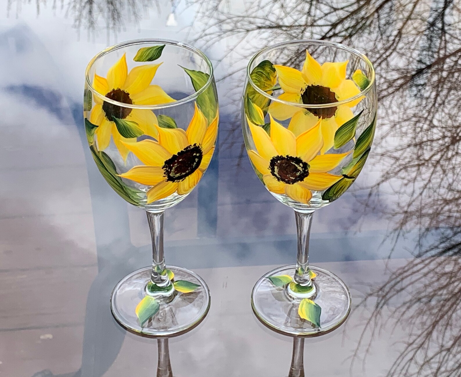 Hand Painted Glass Pitcher Set. Etsy