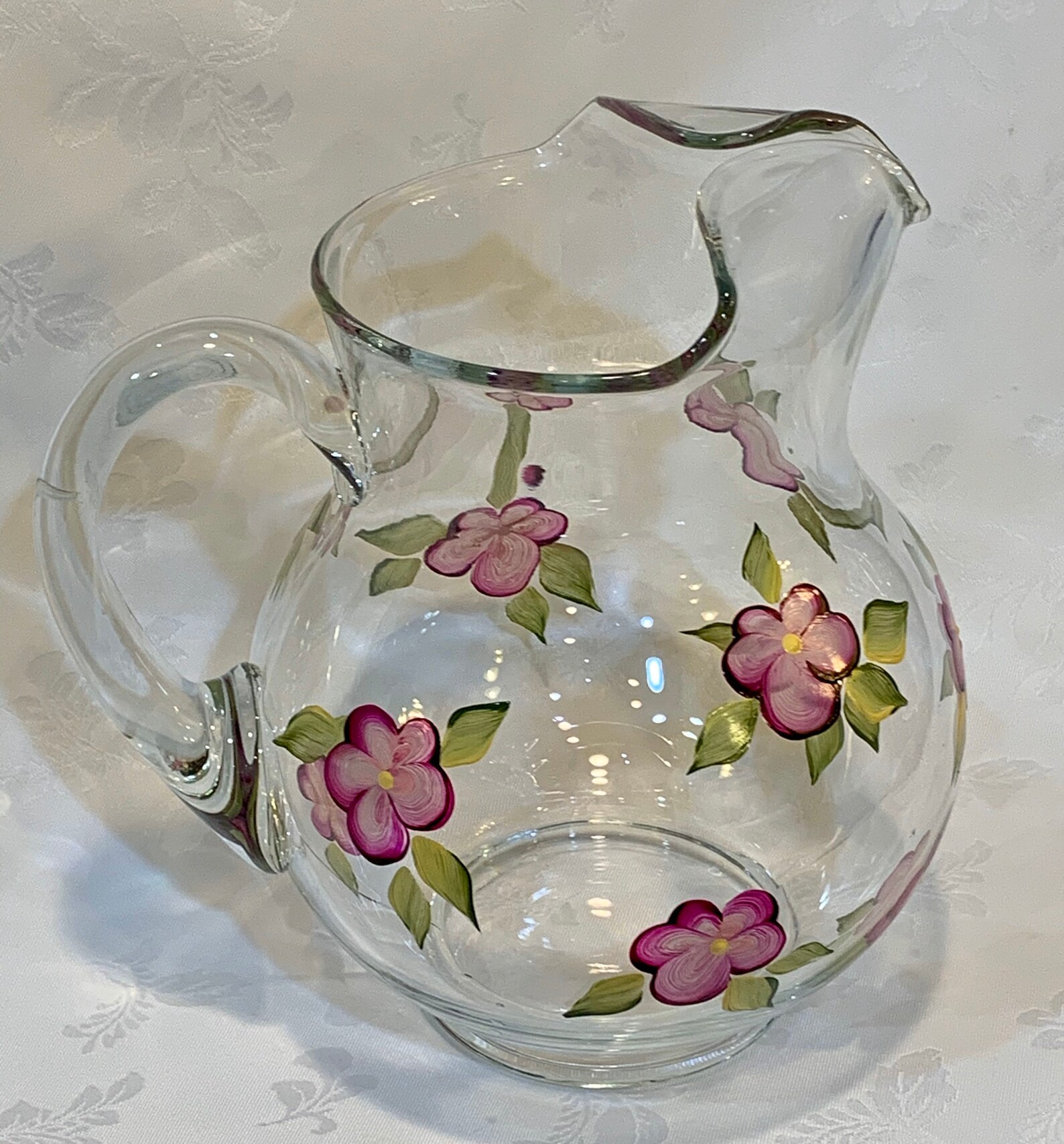 Hand Painted Glass Pitcher Set Choose From 3 Variations. Etsy