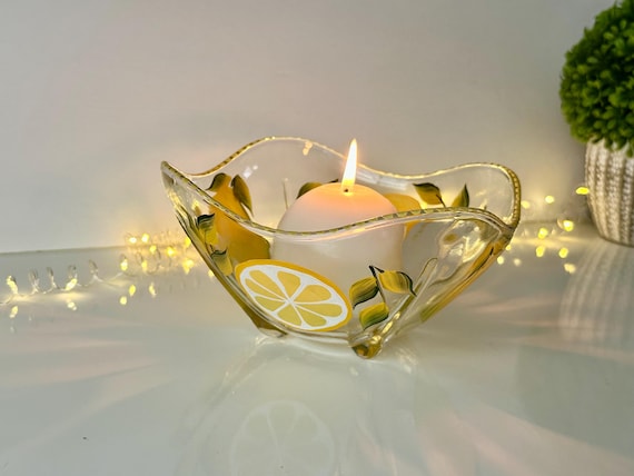 Painted Lemons Bowl Birthday Gift Mom Sister, Lemons Nuts Snack