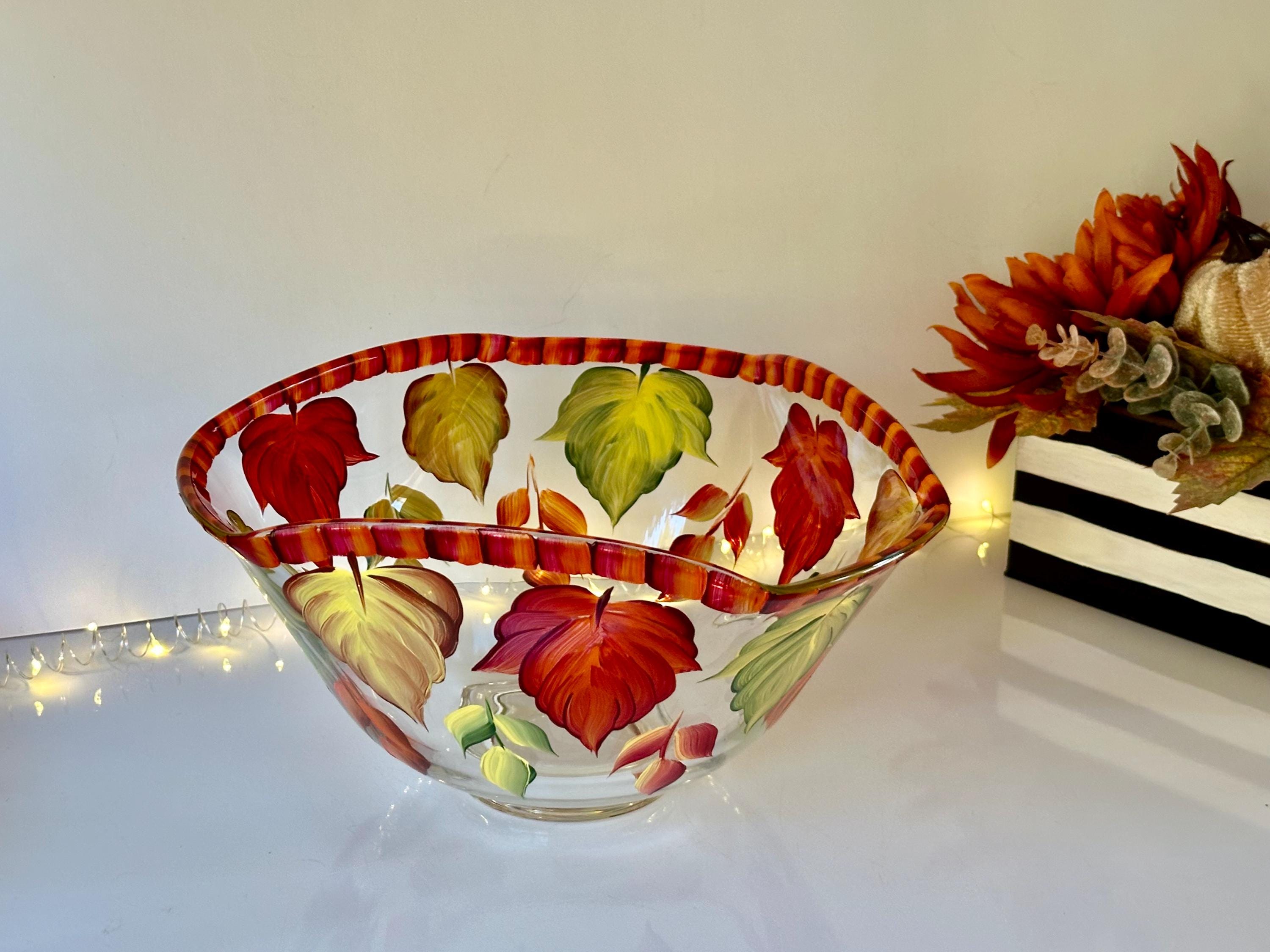 Painted Fall Leaves Bowl