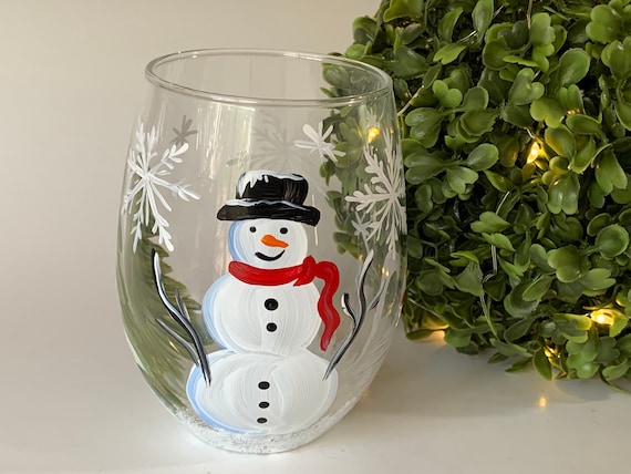Painted Wine Glass Snowman, Single Winter Birthday Glass, Holiday Snowman  Gift for Her, Grab Bag Gift for Coworker, Winter Wedding Gift - Etsy
