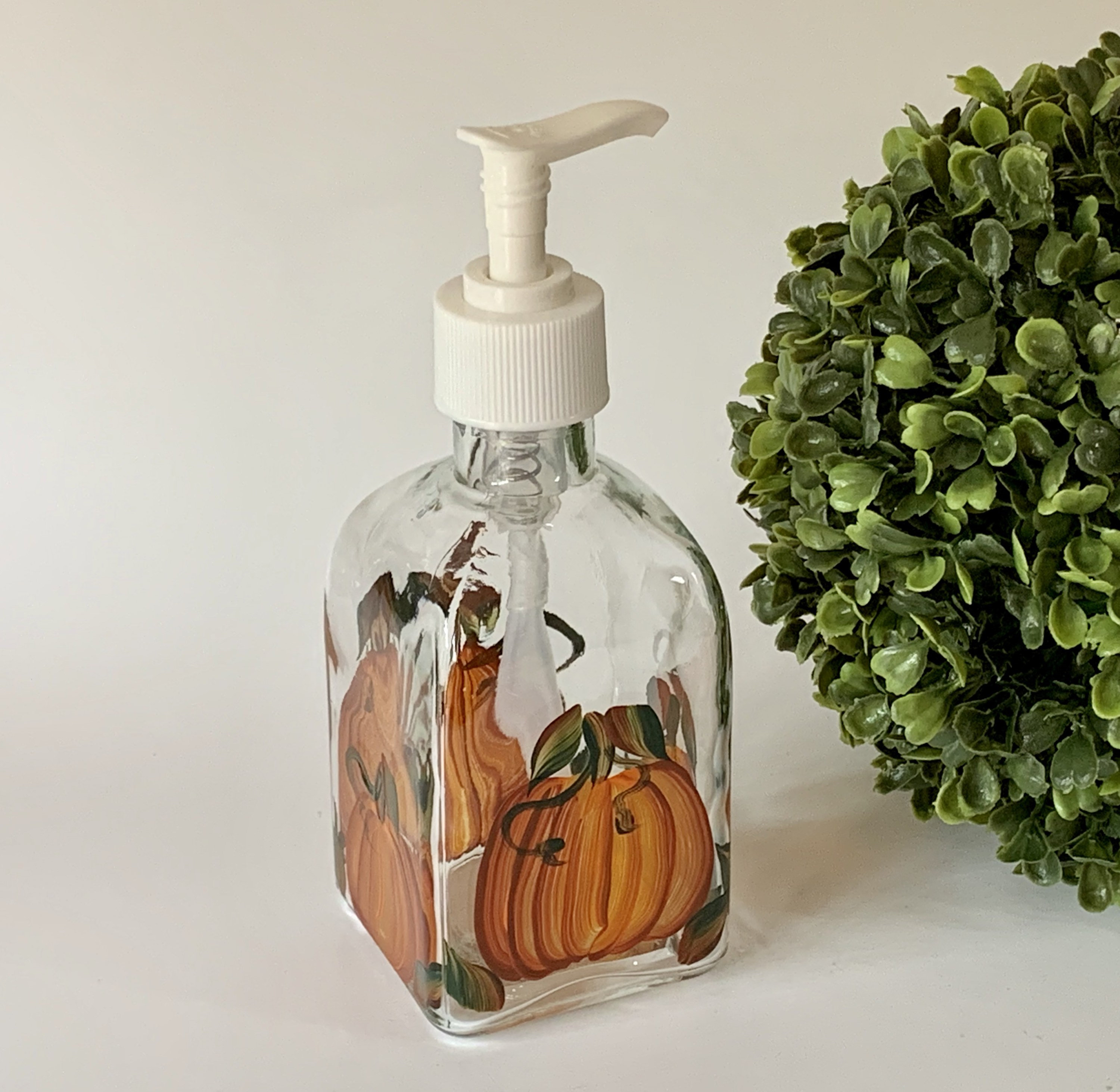 Pumpkins liquid soap dispenser painted glass dish soap Etsy