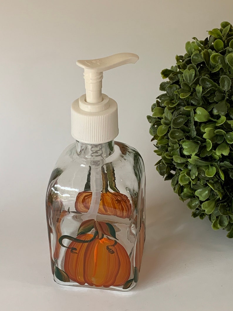 Pumpkins liquid soap dispenser painted glass dish soap Etsy